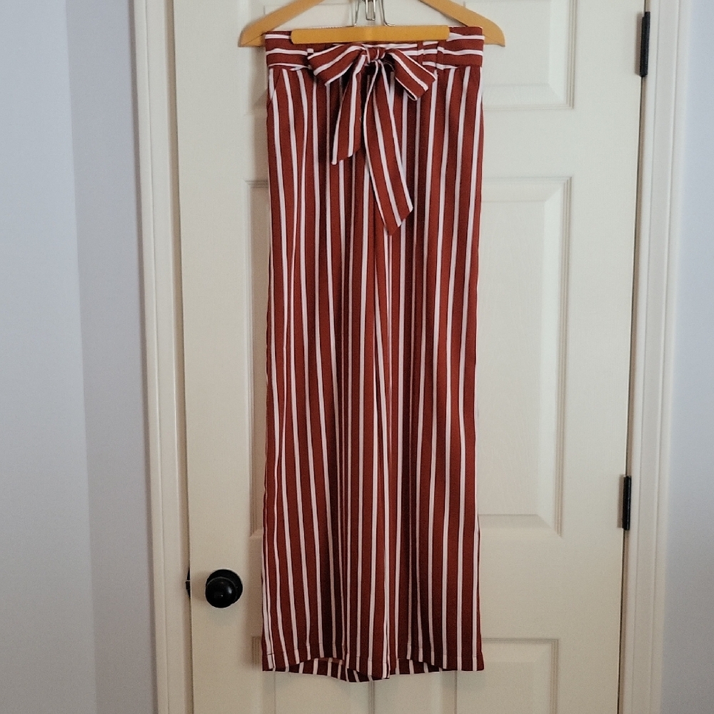 a new day Rust and White Striped Pants